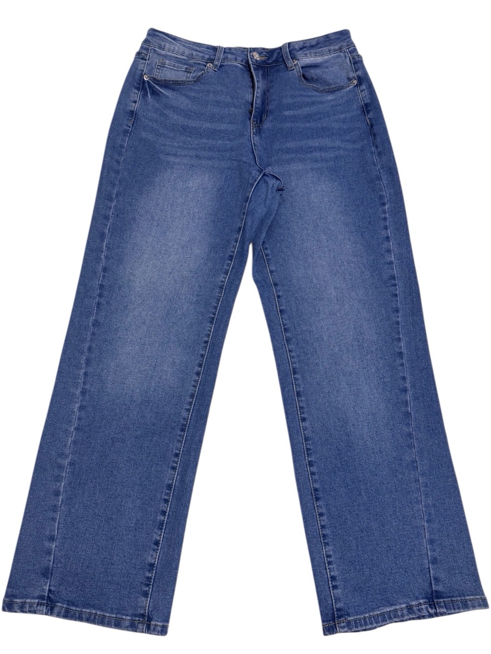Lookbook High Waist Jean Straight Leg Ankle Length Pants Classic Blue Large - Picture 2 of 9
